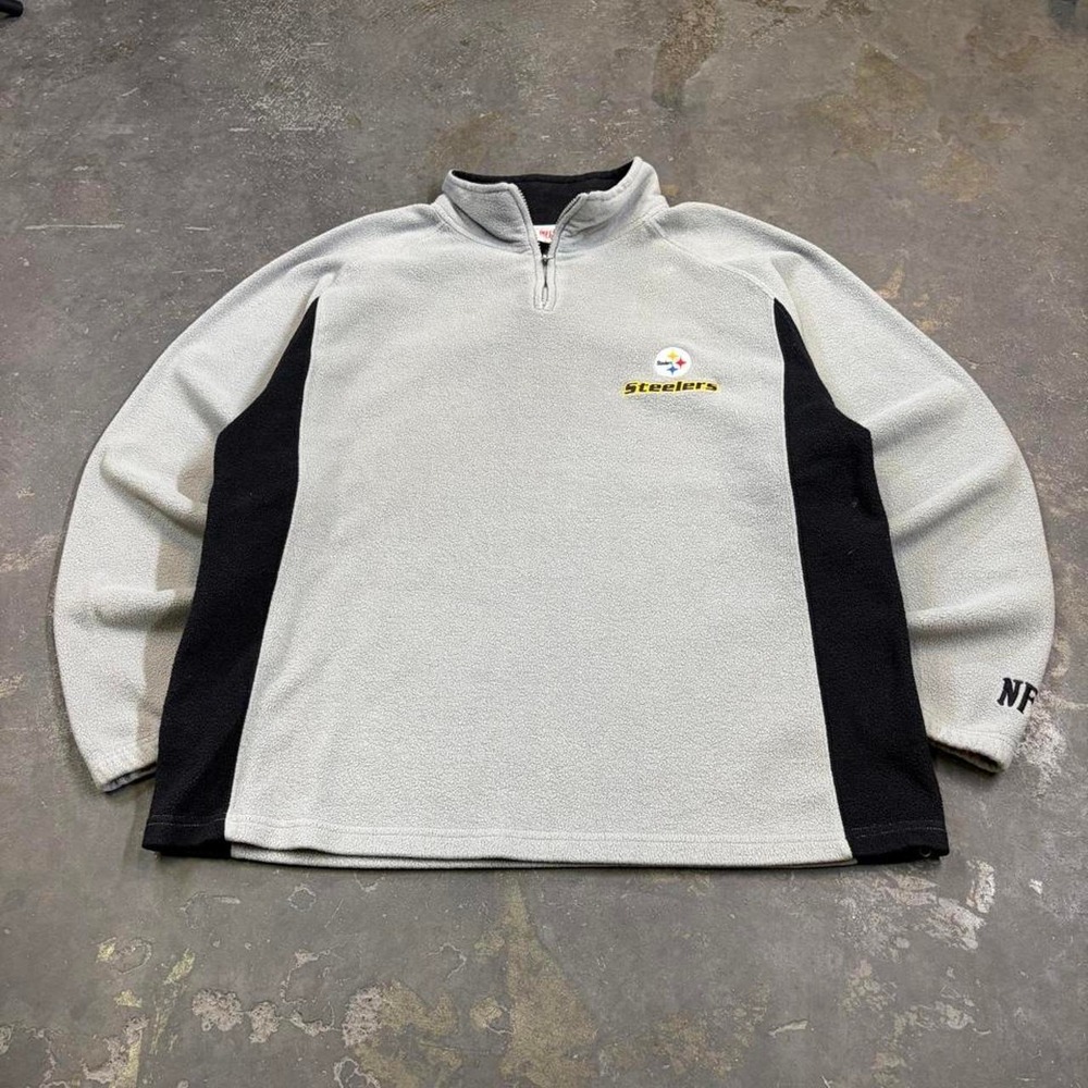 Vintage NFL Pittsburgh Steelers Fleece Quarter Zip Mens Large Grey 2000s